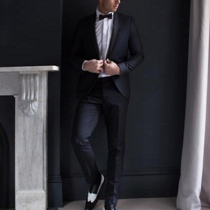 mens black and white tuxedo shoes