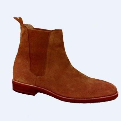 mens tan leather boots size 9