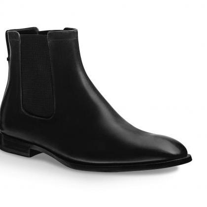 Handmade Mens Fashion Black Ankle Chelsea Leather Boots, Men's Black ...