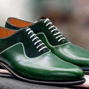 Handmade Men Green color formal shoes, Men green dress shoes, Men leather shoes