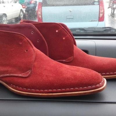 Handmade mens Ankle suede leather boots in Rust Color, Men suede leather boot