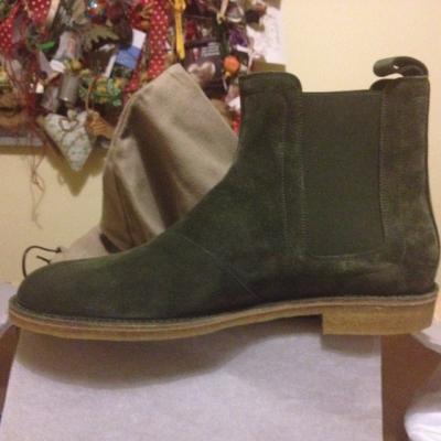 Handmade men dark green suede leather boot, Men boots, Men chelsea boots, Men ankle high boot