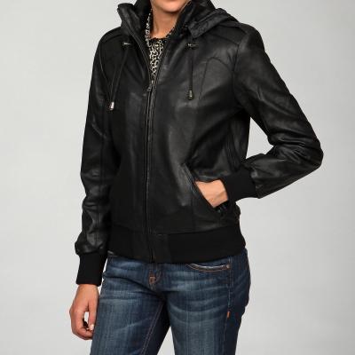 Handmade Women leather jacket, Womens black hooded leather jacket, Women jackets