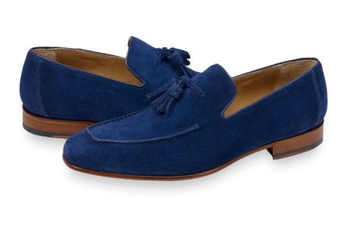 Mens Blue Suede Tassels Shoes Moccasins, Men Casual Suede Leather Shoes ...