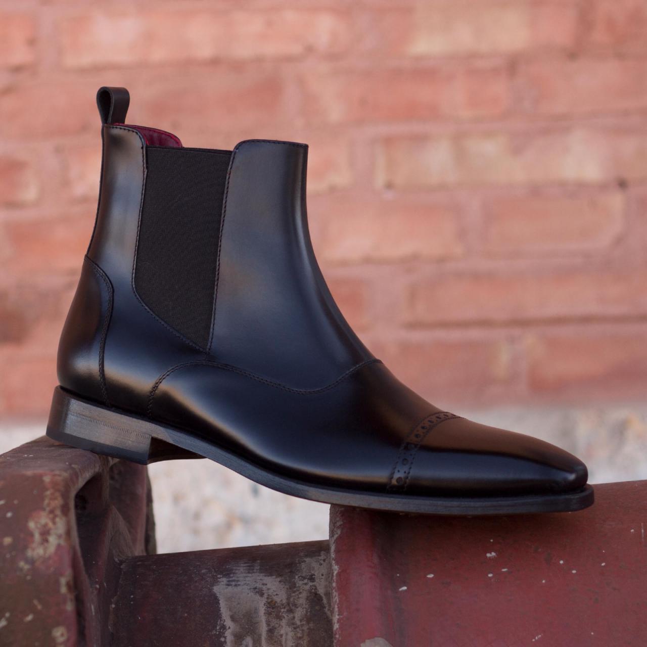 leather black chelsea boots mens