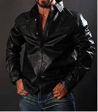 long sleeve leather shirt mens