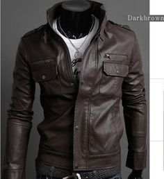 stand collar leather jacket