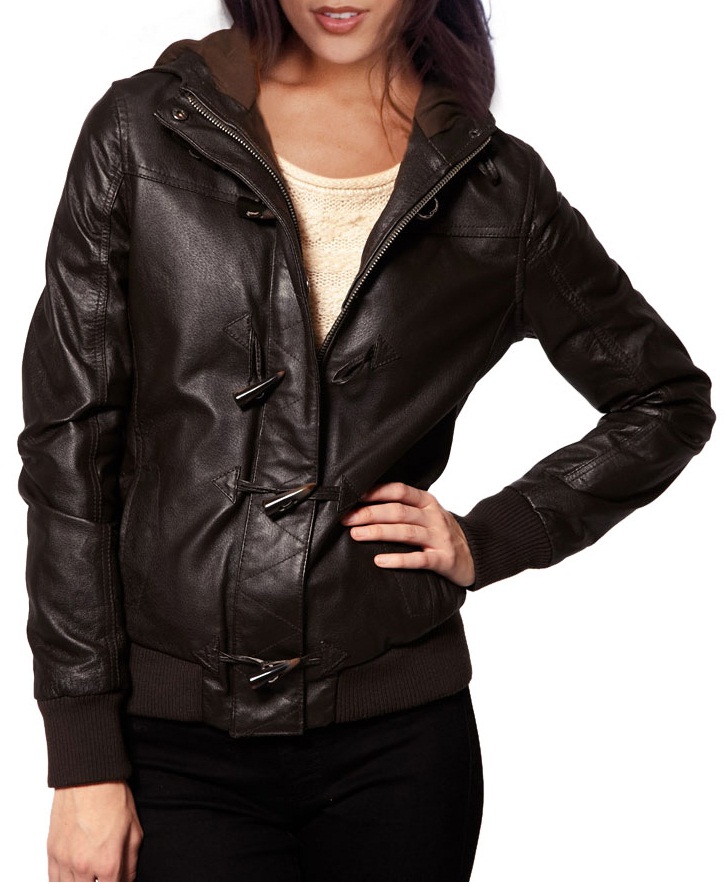 womens leather jacket with sweatshirt hood