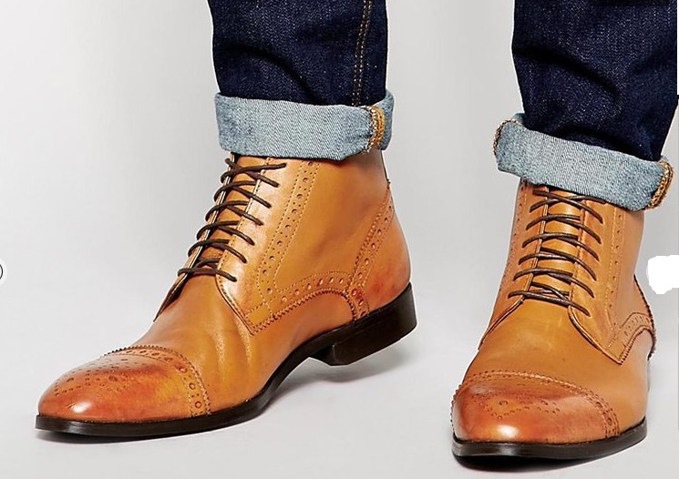 tan leather brogue boots mens