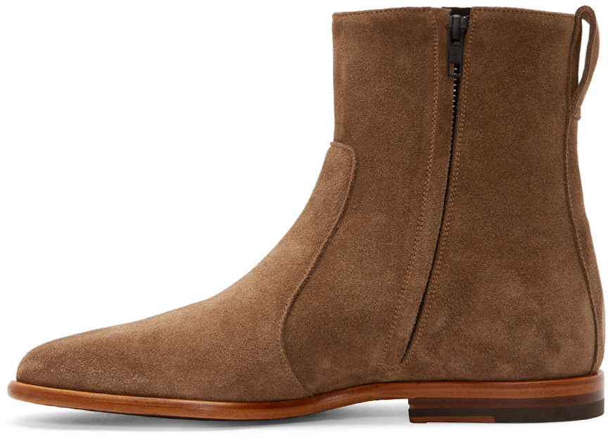 mens brown boots with side zip
