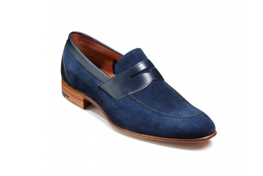 Men Navy Blue Suede Moccasins Shoes 