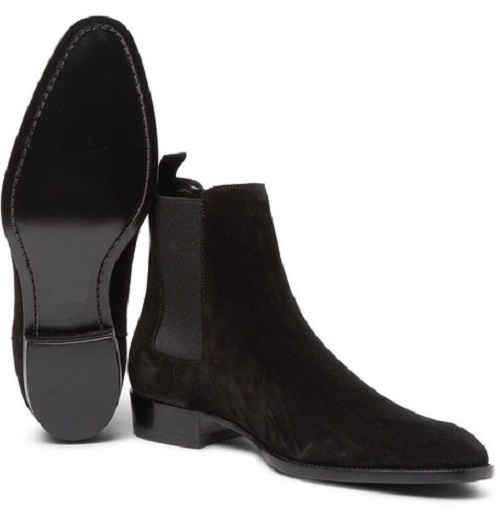 high ankle black boots for men