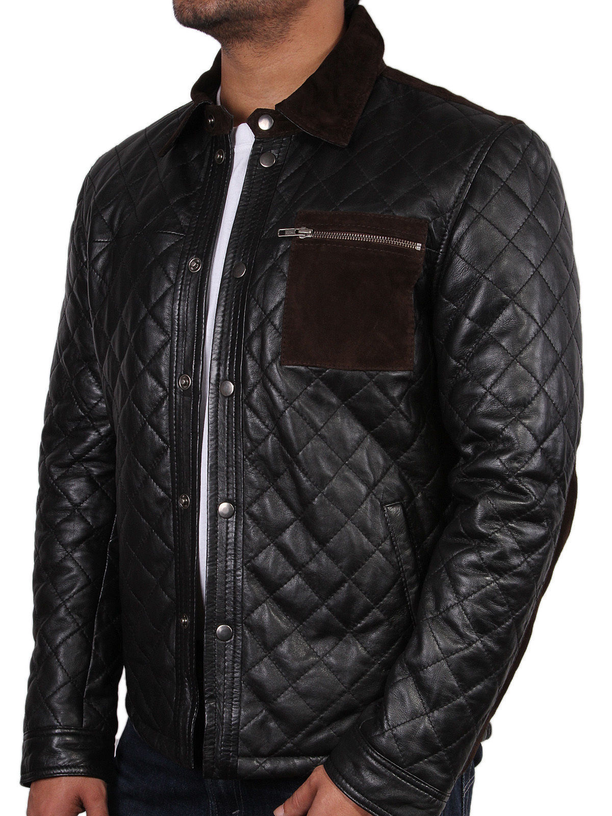 New Mens Quilted Leather Jacket, New Men Quilted Motorcycle Jacket ...