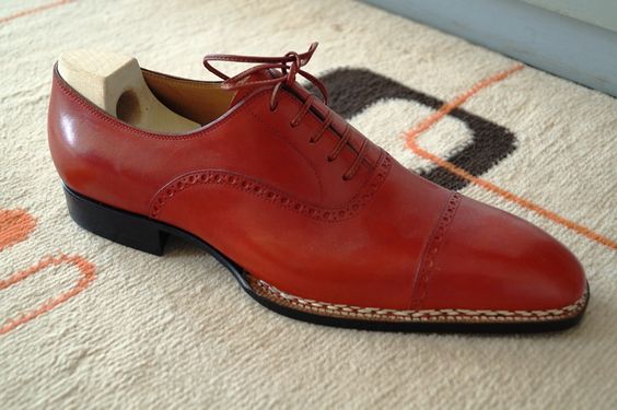 Handcrafted Men Red Color Dress Shoes 