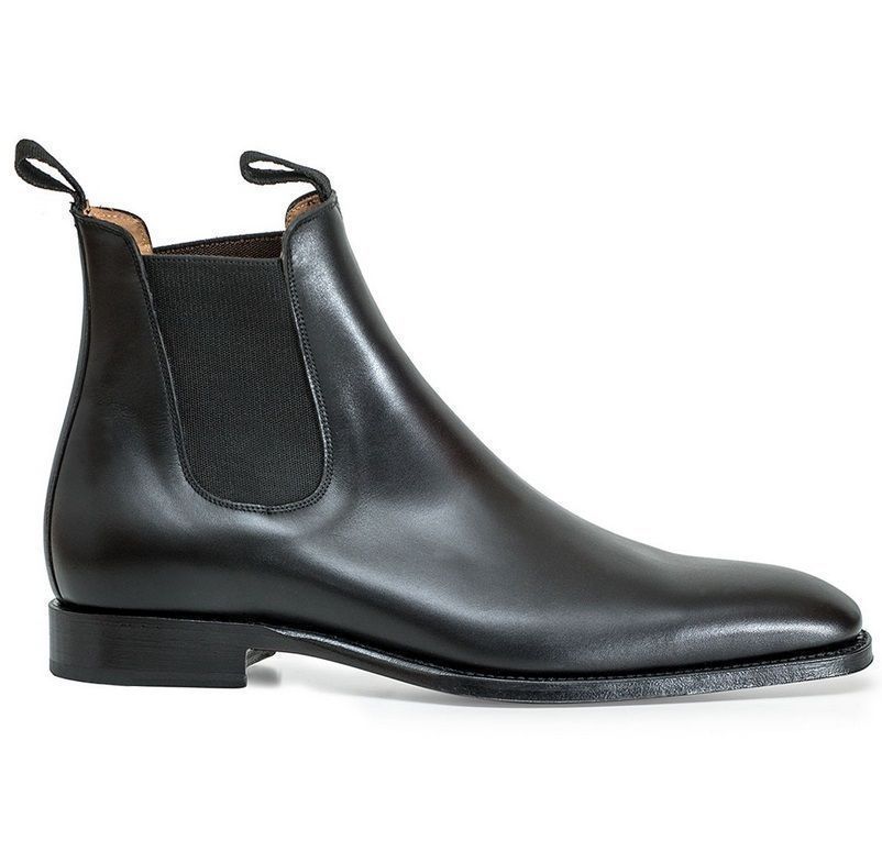 Handmade Men's Fashion Black Chelsea Leather Boot, Men Ankle Black ...