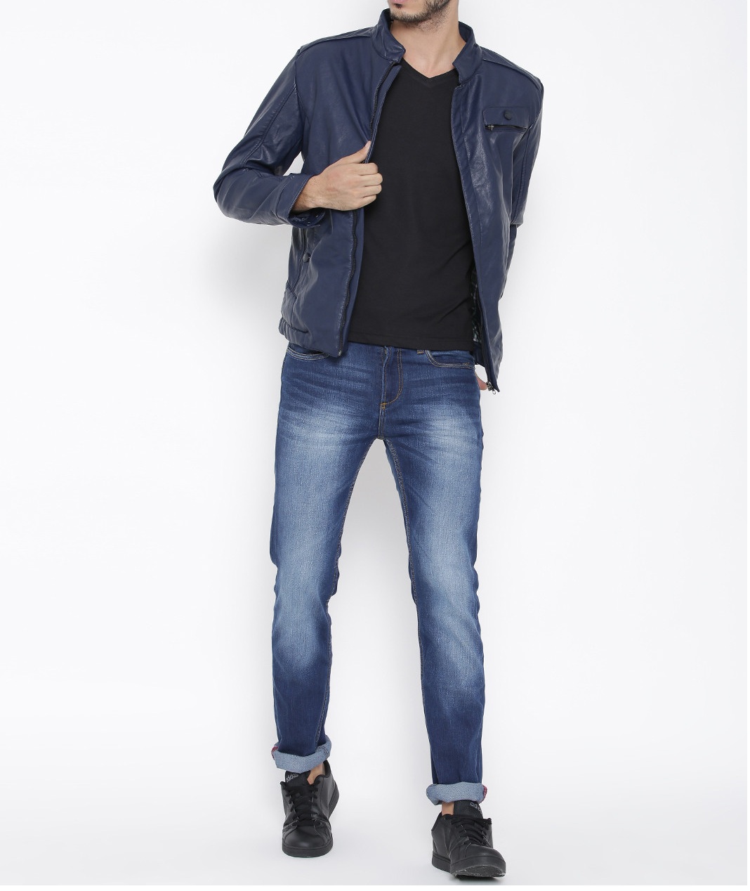 navy blue jacket outfit men