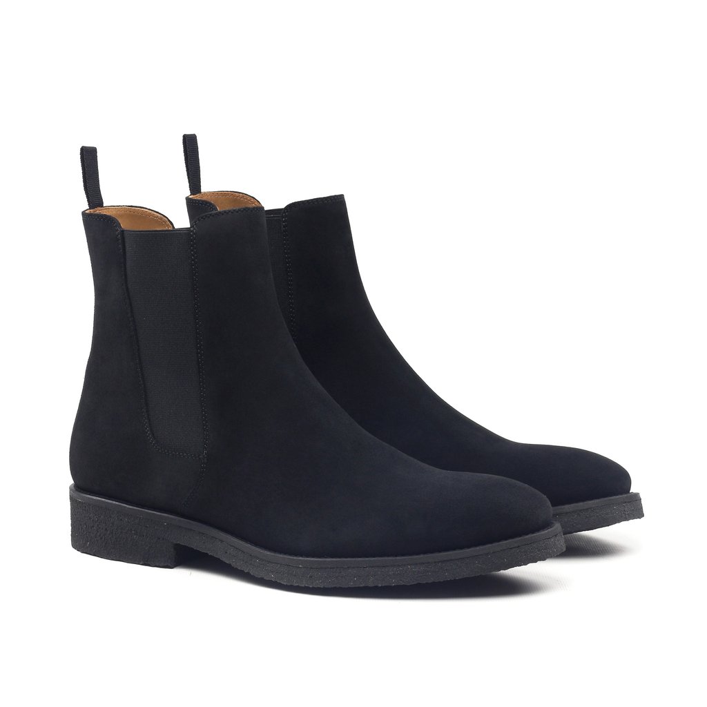 Black Suede Chelsea Boot, Ankle Boot 