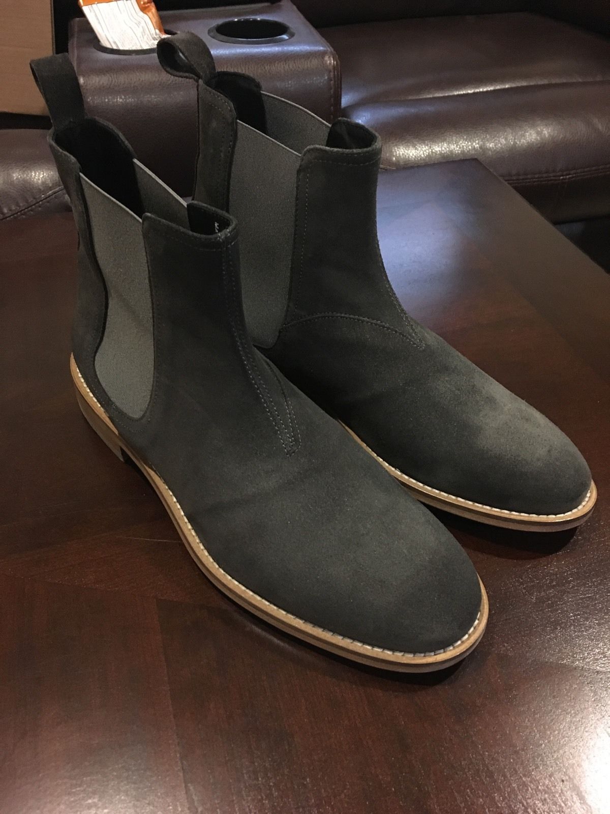 Handmade Mens Dark Gray Chelsea Boots 