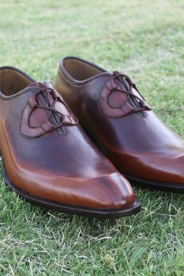 Handmade Men Antique Brown Formal Shoes, Men Brown Dress Shoes, Men Shoes