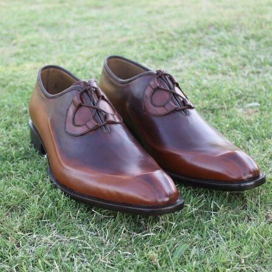 Handmade Men Antique Brown Formal Shoes, Men Brown Dress Shoes, Men Shoes