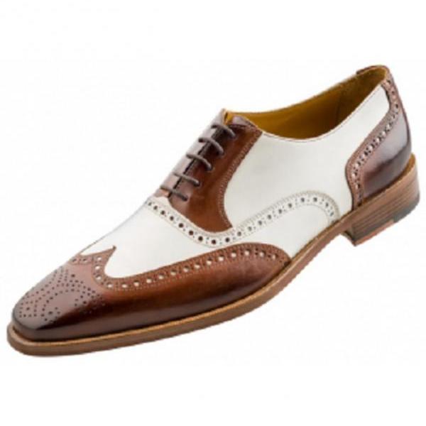 New Men Spectator Shoes, Men Brogue Wingtip Brown And White Formal ...