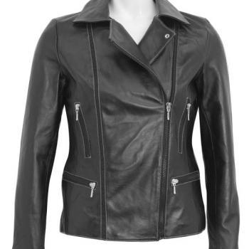 Stylish Women Biker Jacket, Black Women Leather Jacket on Luulla