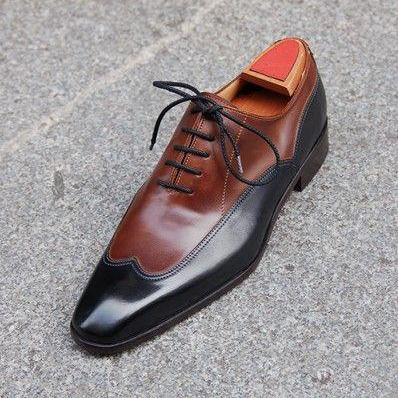 Handmade Men Brown And Black Two Tone Formal Shoes, Men Dress Shoes ...