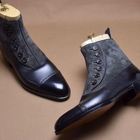 gray leather boots men