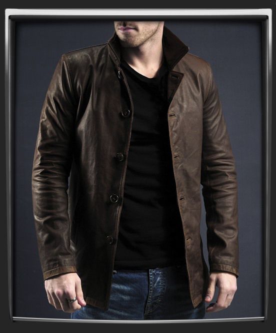 Mens Brown Leather Jacket, Men's Coat, Real Leather Coat on Luulla