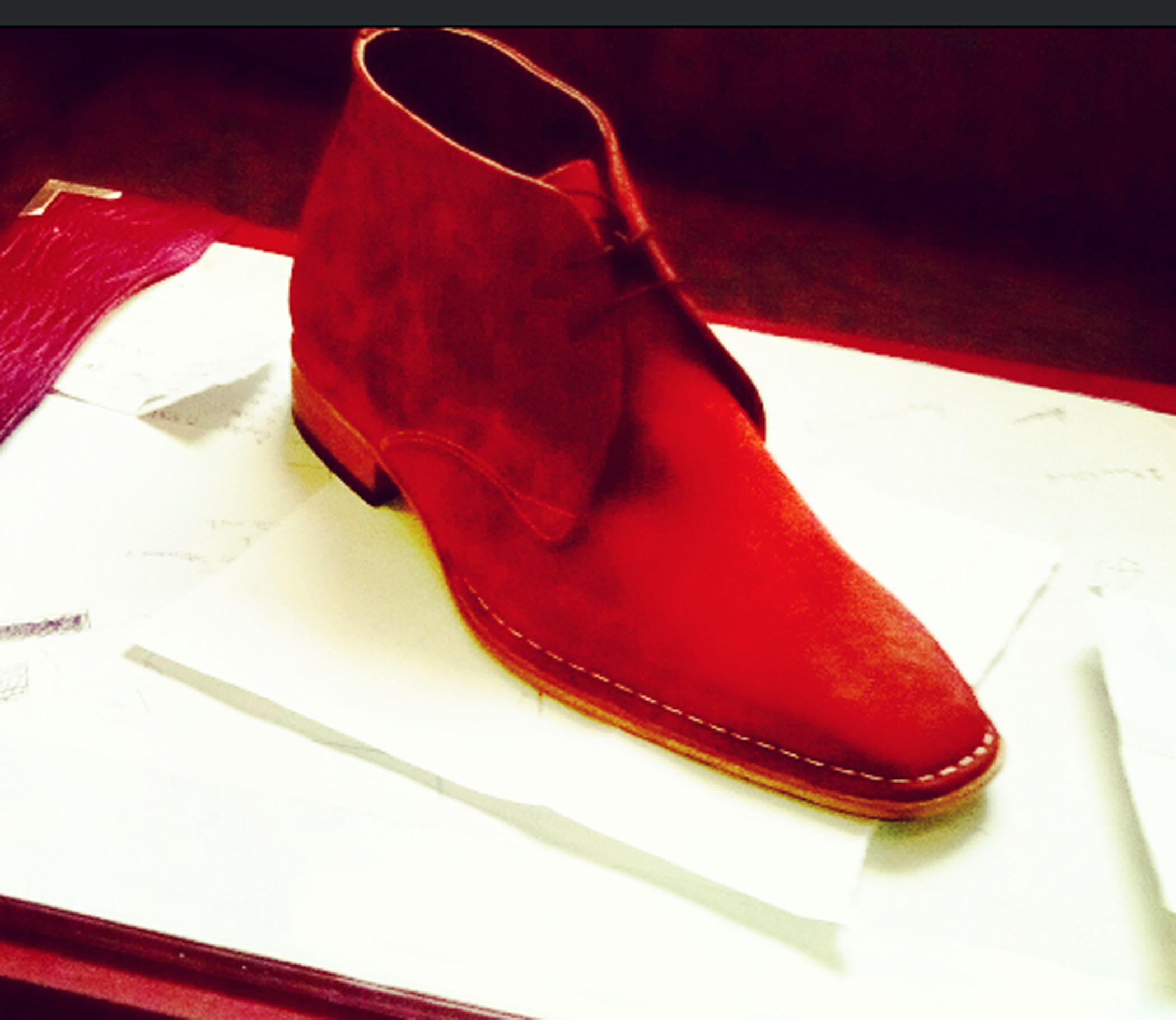 Men Cherry Red Suede Leather Boot on Luulla