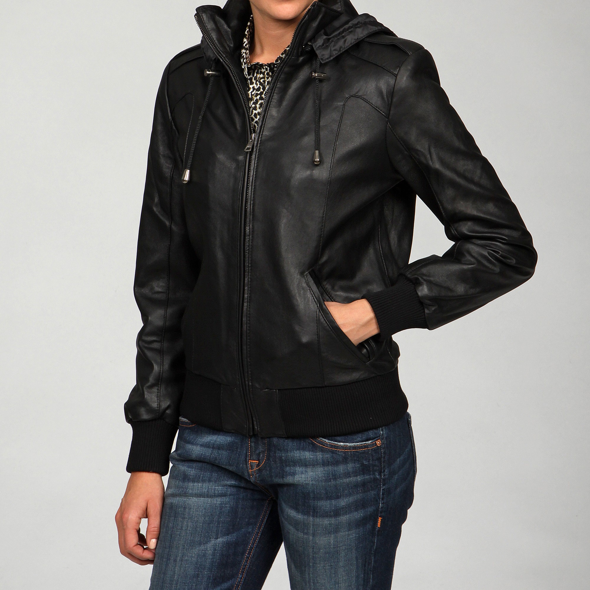 women's leather jackets with hood