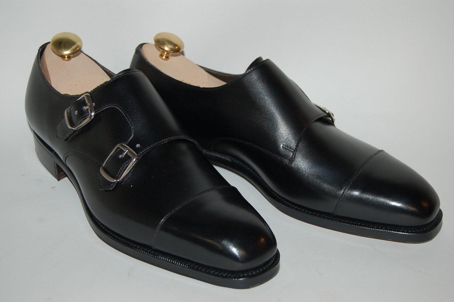 Handstitch Men Black Double Monk Shoes, Men Black Formal Shoes, Men ...